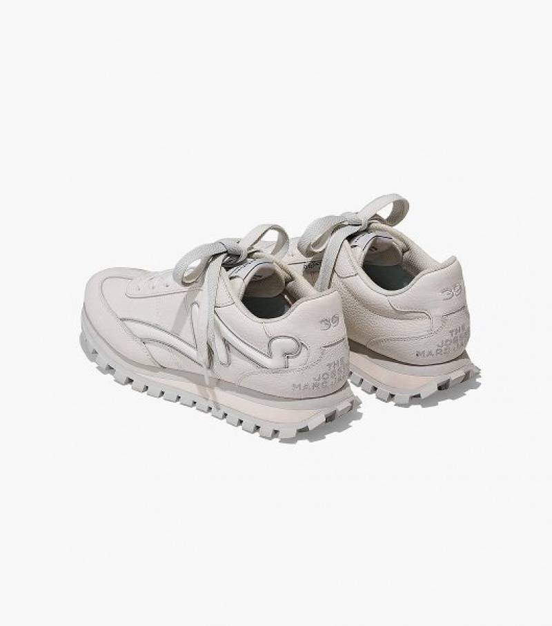 White Marc Jacobs The Leather Jogger Women's Sneakers | 01439DQEB