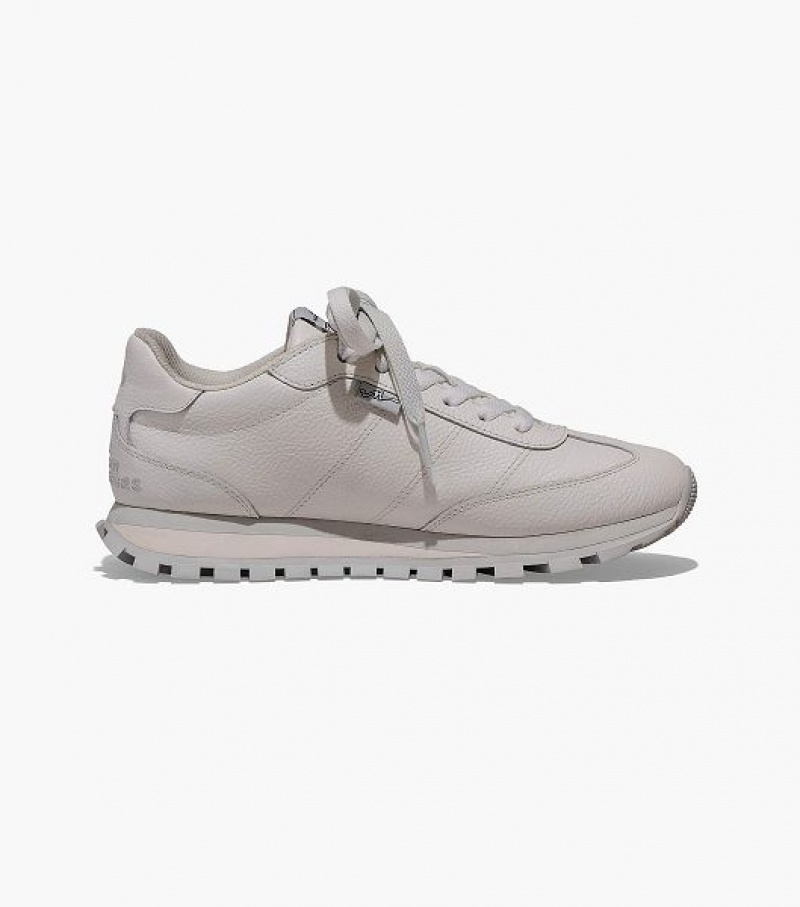 White Marc Jacobs The Leather Jogger Women's Sneakers | 01439DQEB