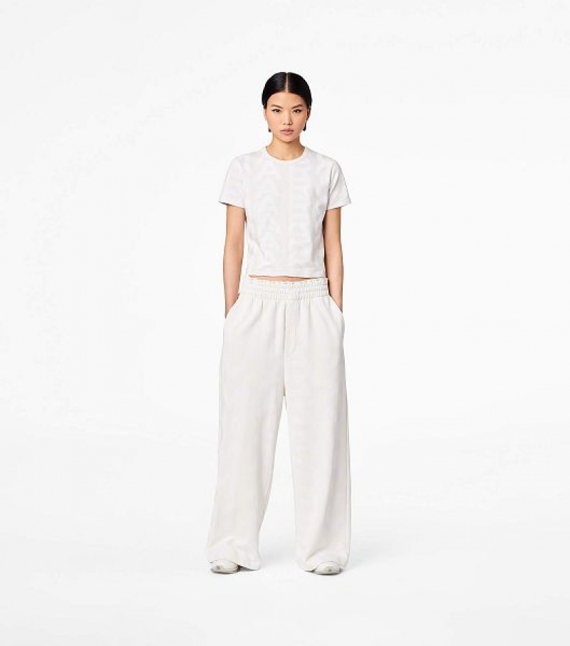 White Marc Jacobs The Monogram Oversized Sweats Women's Pants | 28035EMLW