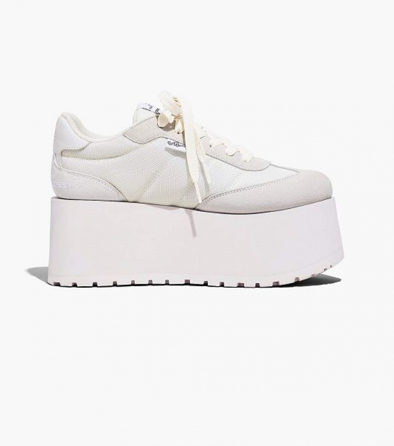 White Marc Jacobs The Platform Jogger Women's Sneakers | 48260FANW