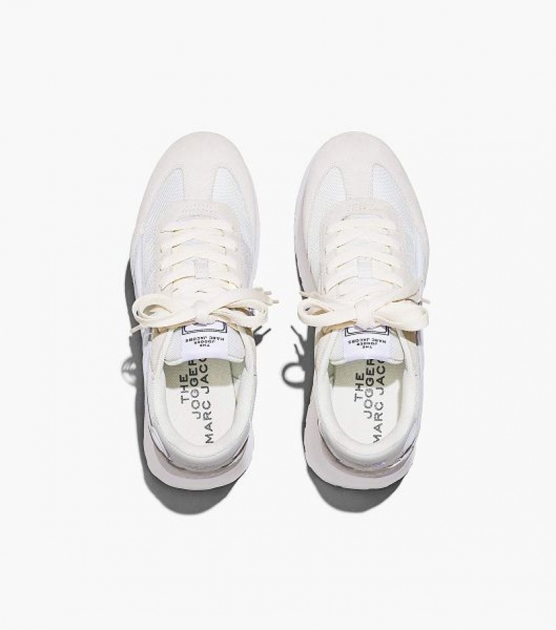 White Marc Jacobs The Platform Jogger Women's Sneakers | 48260FANW