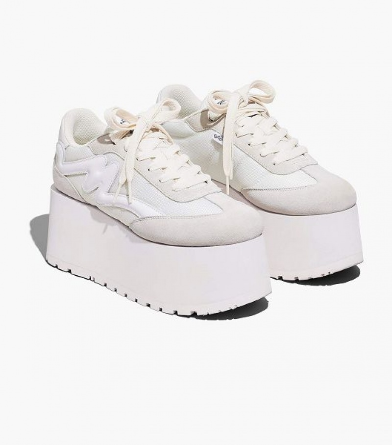 White Marc Jacobs The Platform Jogger Women\'s Sneakers | 48260FANW