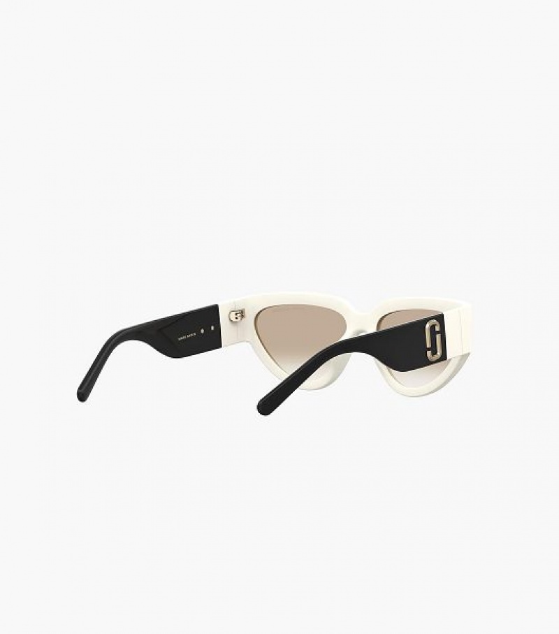 White / Black Marc Jacobs J Marc Cat Eye Women's Sunglasses | 26875RWAP