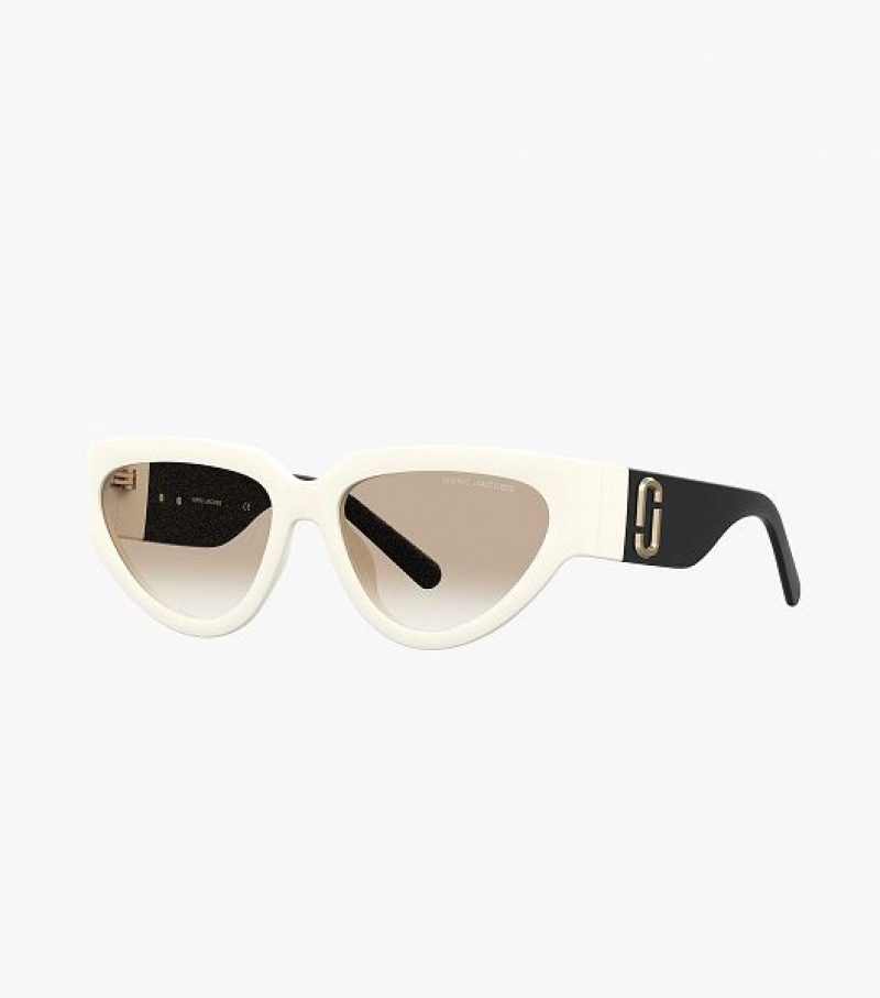 White / Black Marc Jacobs J Marc Cat Eye Women\'s Sunglasses | 26875RWAP